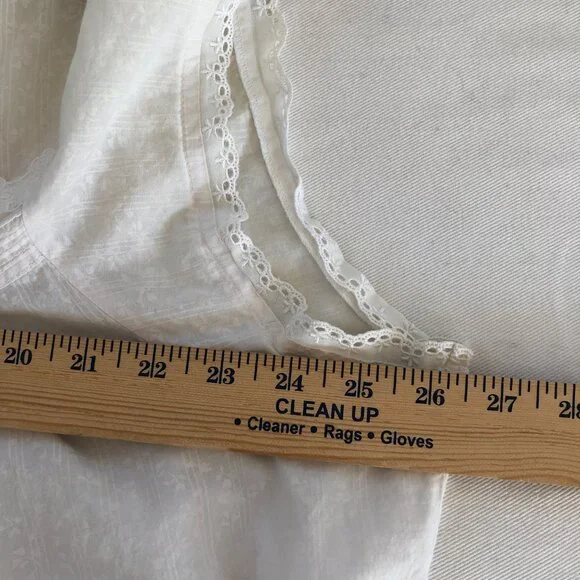 Eileen West White Cotton Midi Nightgown Size 1X Cap Sleeve Pintuck - Picture 5 of 6